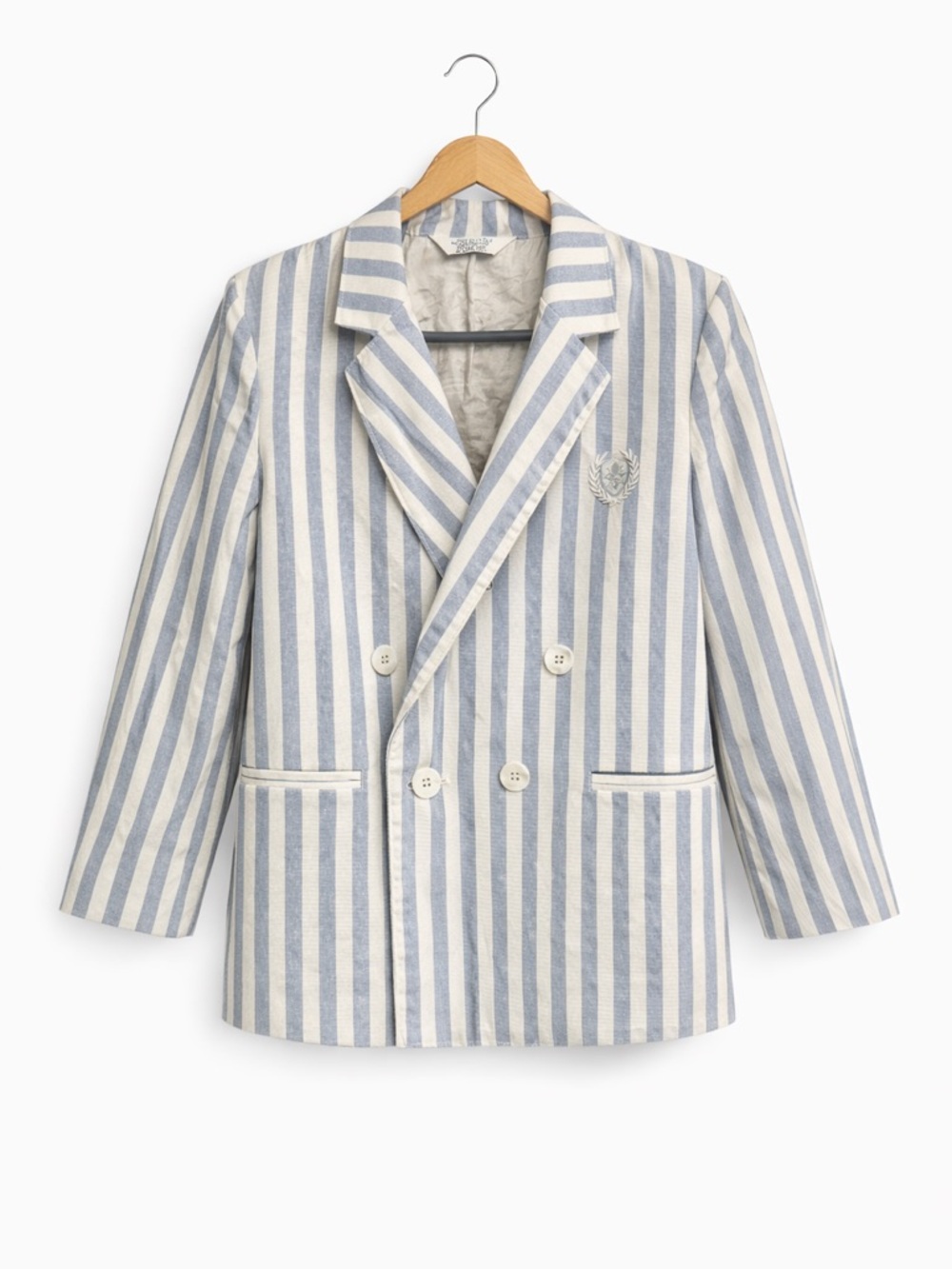 Vintage Michael James Boys Blue White Seersucker Blazer Sport Coat Size 6R USA